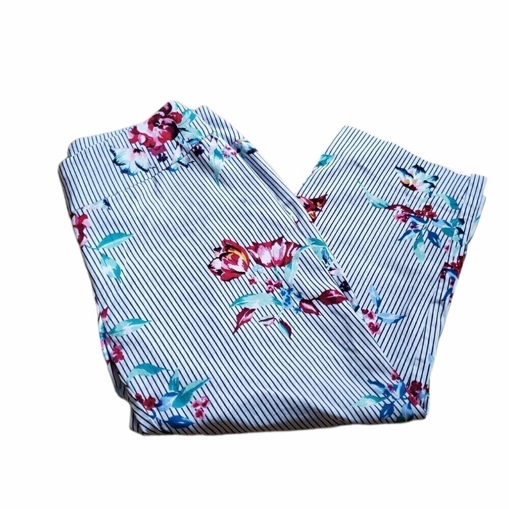 Zac & Rachel Control Top Floral Stripe Capri Pant